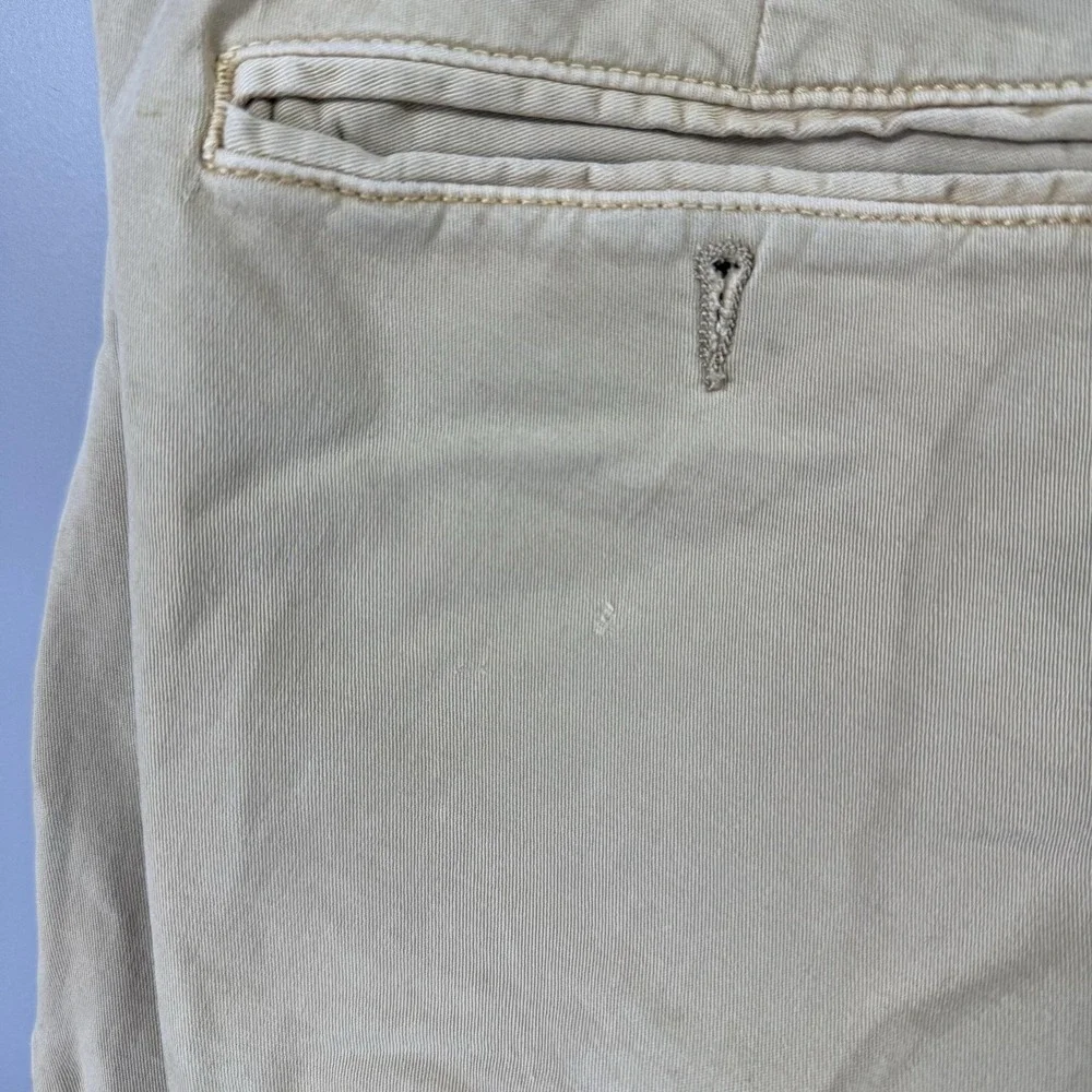Marine Layer Shorts Mens 34 Beige Chino Canvas Casual Zip Fly Pockets Logo
